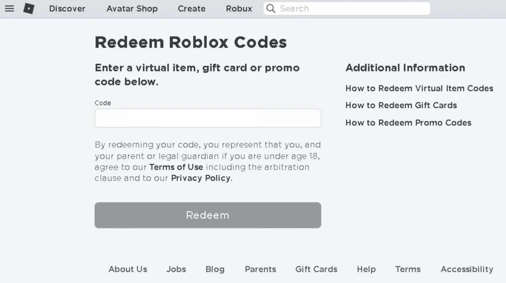 interface menu redeem roblox