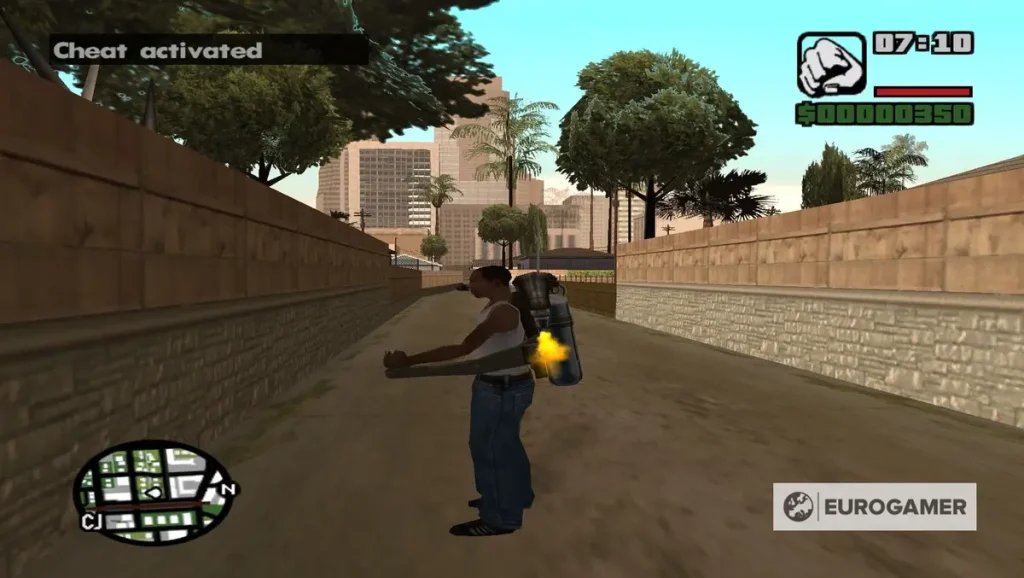 Ilustrasi karakter utama GTA San Andreas dengan kode cheat