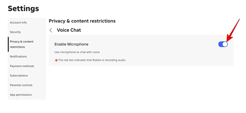 Cara On Mic di Roblox via Web Desktop