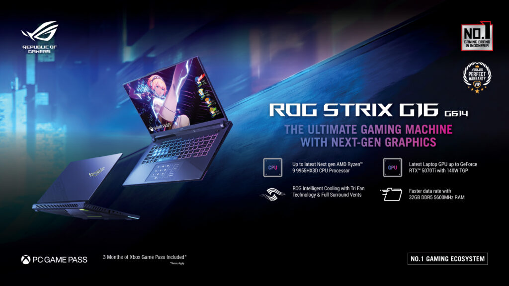 ROG Strix G16 G614 2025 - 1920x1080 px W11 GP - game fps di pc game pass